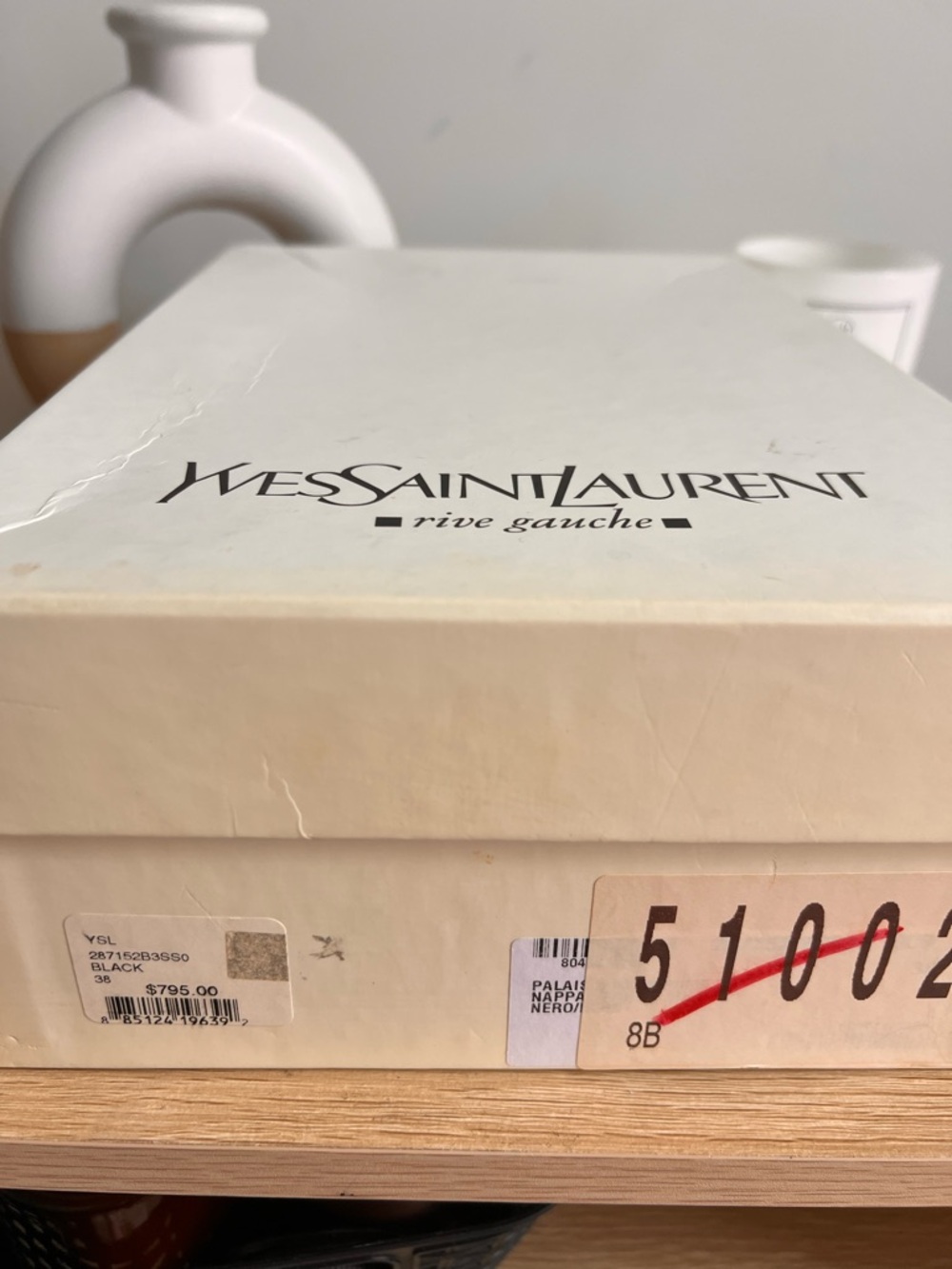 Yves Saint Laurent Black Patent & Leather Knotted Peep-Toe Heels - Picture 5 of 5
